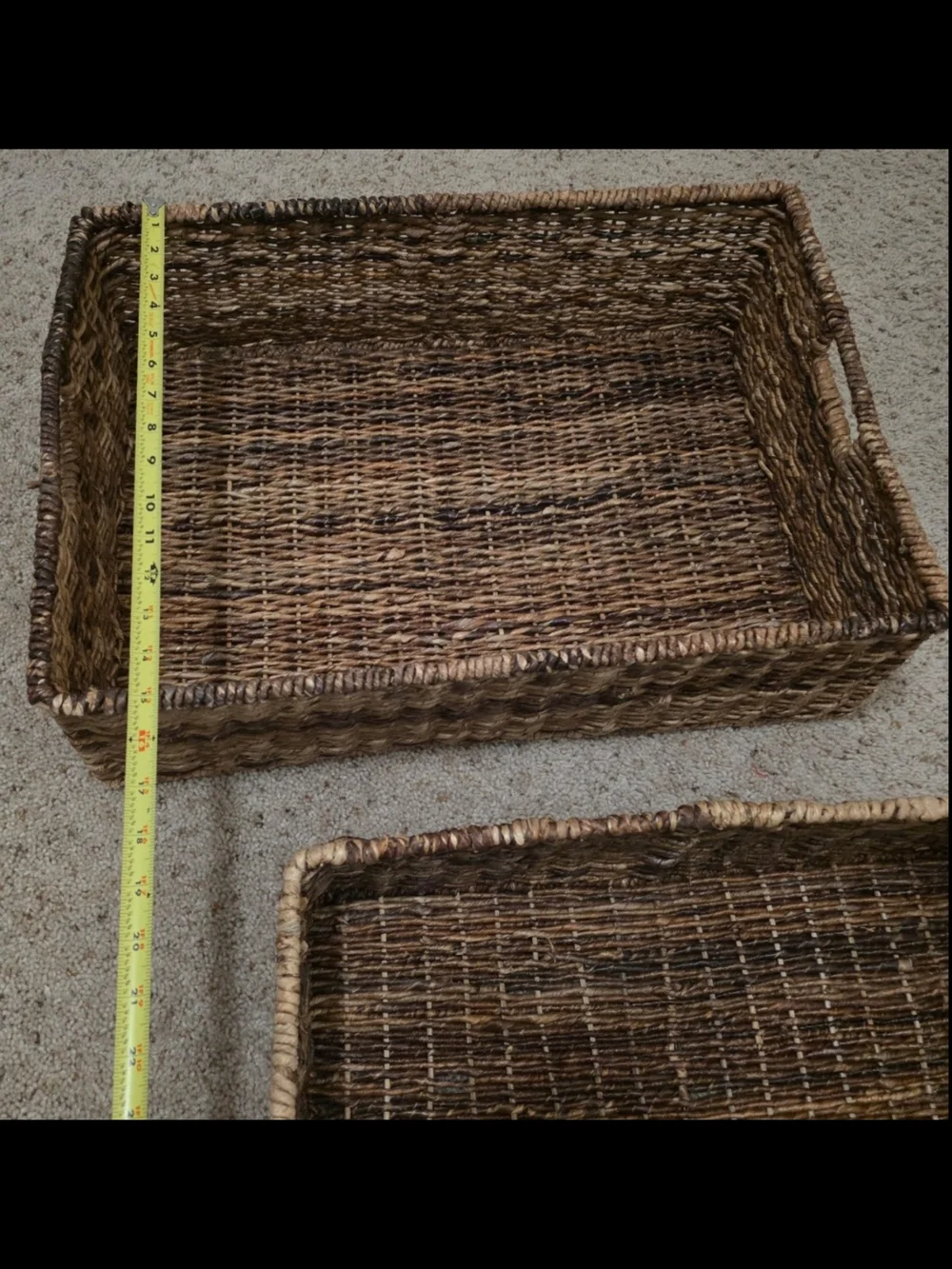 Woven Natural Seagrass Serving and Storage Trays - Brown